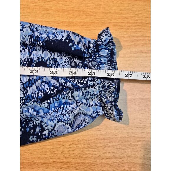 Joie Peasant Blouse Sz XL Paisley Blue Flowy Ruffle Pintucked Boho Artsy Flowy - Picture 5 of 15